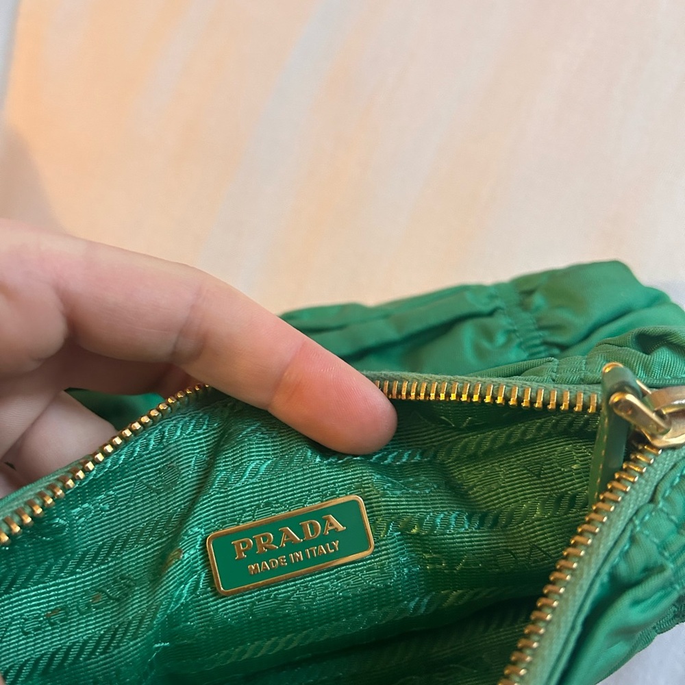 Prada Tessuto Gaufre Cosmetic Pouch Nylon Green - Picture 4 of 10